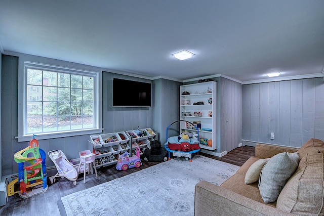 267 Foote Rd, Glastonbury, CT 06073 - playroom featuring wood finished floors and wood walls