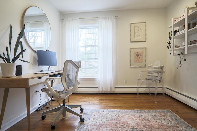 office area featuring wood finished floors