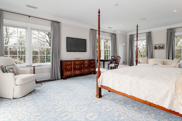 35 Club Rd, Greenwich, CT 06878 - carpeted bedroom with crown molding, visible vents, and baseboards