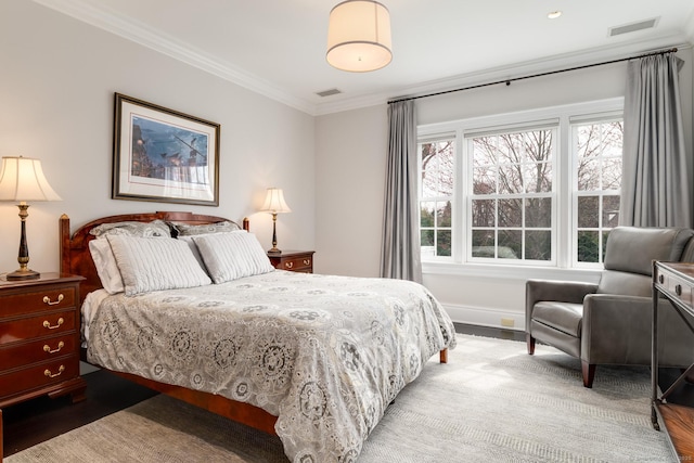 35 Club Rd, Greenwich, CT 06878 - bedroom featuring visible vents, ornamental molding, and light wood-style floors