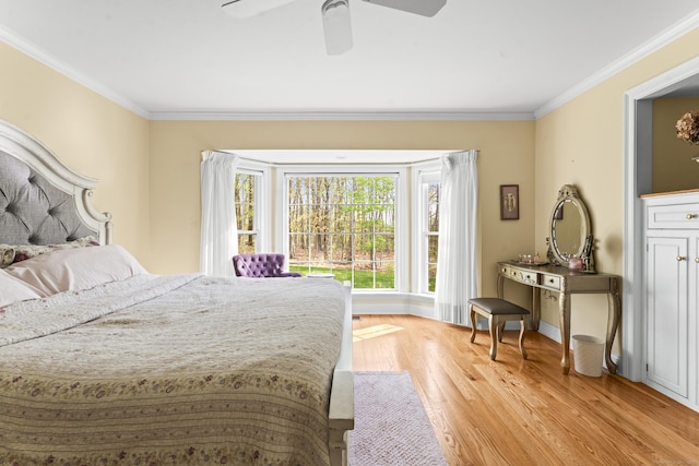 74 High St, Portland, CT 06480 - bedroom featuring light wood-style floors, baseboards, ornamental molding, and a ceiling fan