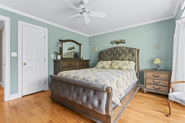 74 High St, Portland, CT 06480 - bedroom with ceiling fan, ornamental molding, and light wood-style floors