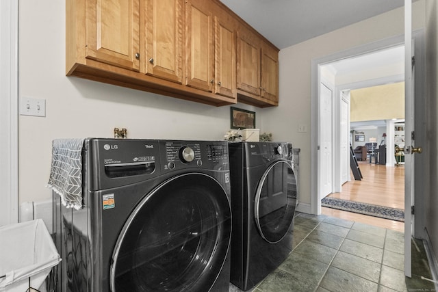 74 High St, Portland, CT 06480 - laundry area with cabinet space, separate washer and dryer, and stone finish flooring