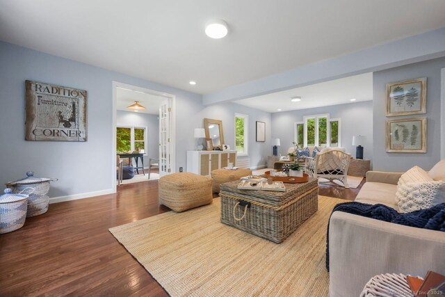 2851 Old Town Rd, Bridgeport, CT 06606 - living area featuring wood finished floors, recessed lighting, and french doors