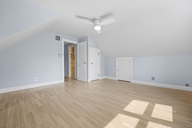 2851 Old Town Rd, Bridgeport, CT 06606 - additional living space with light wood finished floors, ceiling fan, and vaulted ceiling