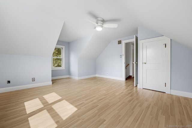 2851 Old Town Rd, Bridgeport, CT 06606 - bonus room featuring vaulted ceiling, light wood finished floors, and a ceiling fan