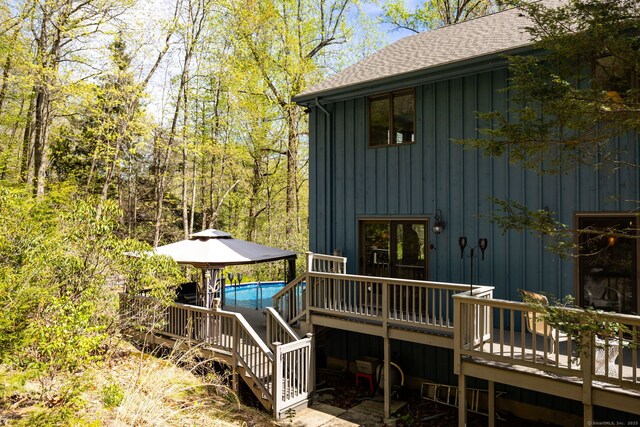 152 Brainard Hill Rd, Haddam, CT 06441 - deck featuring stairway and an outdoor pool