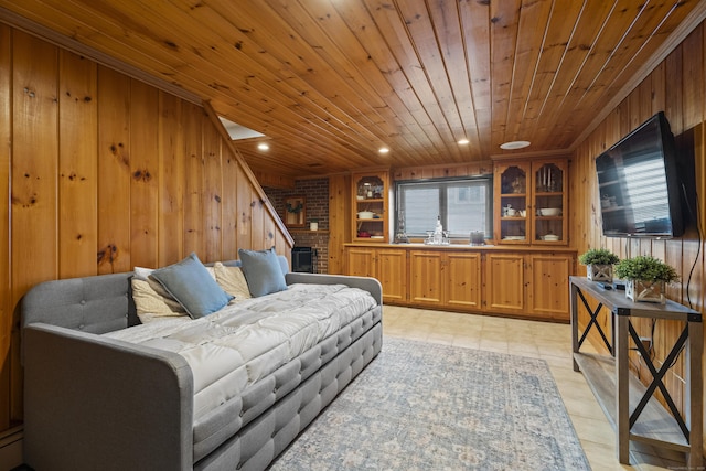 131 Vesper St, Fairfield, CT 06825 - bedroom featuring wooden walls, recessed lighting, wooden ceiling, and multiple windows