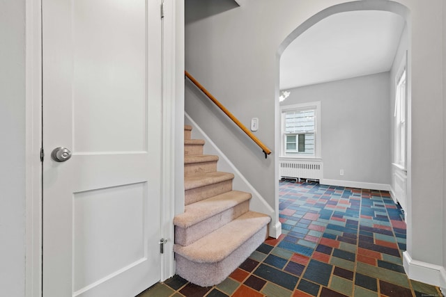 240 Barbara Rd, Middletown, CT 06457 - stairway with radiator heating unit and arched walkways
