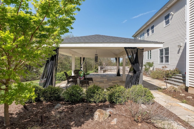 view of patio featuring a gazebo