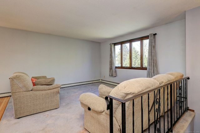 living area featuring a baseboard radiator