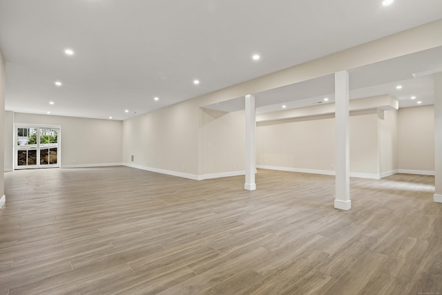 317 Park St, New Canaan, CT 06840 - basement with recessed lighting and light wood-type flooring