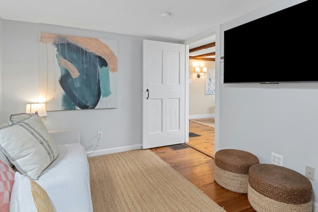 112 Easton Rd, Westport, CT 06880 - living area with hardwood / wood-style flooring and baseboards