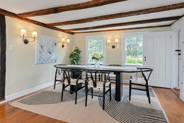 112 Easton Rd, Westport, CT 06880 - dining room with wood finished floors and beam ceiling