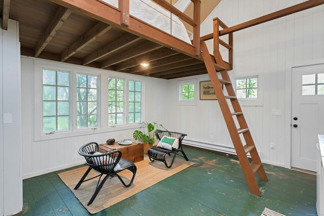 112 Easton Rd, Westport, CT 06880 - foyer featuring hardwood / wood-style flooring, plenty of natural light, stairway, and baseboard heating