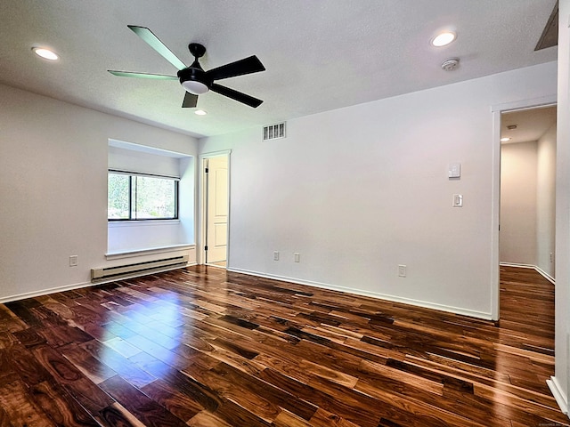664C Heritage Vlg, Southbury, CT 06488 - unfurnished room with a baseboard radiator, wood finished floors, a ceiling fan, recessed lighting, and baseboards