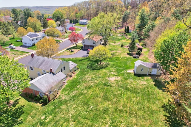 birds eye view of property with a residential view