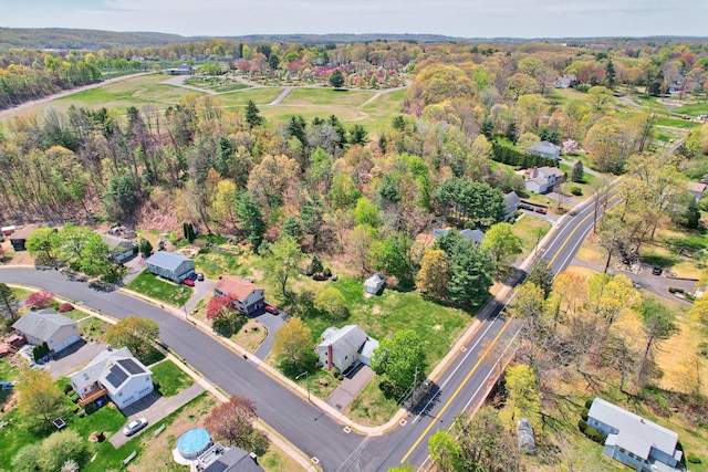 bird's eye view with a view of trees and a residential view