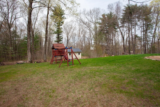 view of yard featuring a playground