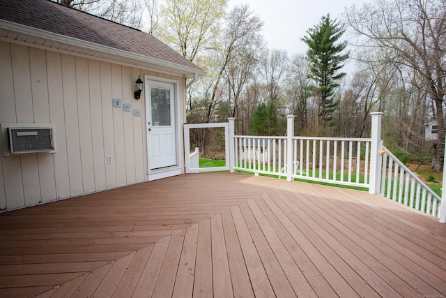 deck with an AC wall unit