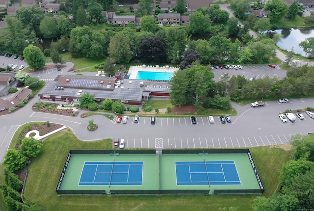 331 Heritage Vlg Unit E, Southbury, CT 06488 - bird's eye view of a pool area