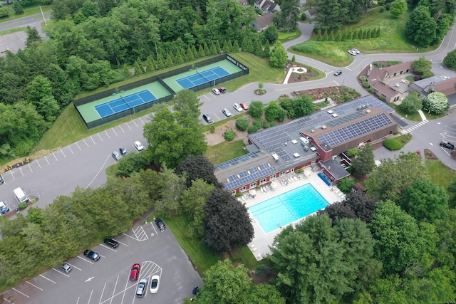331 Heritage Vlg Unit E, Southbury, CT 06488 - bird's eye view of a pool area