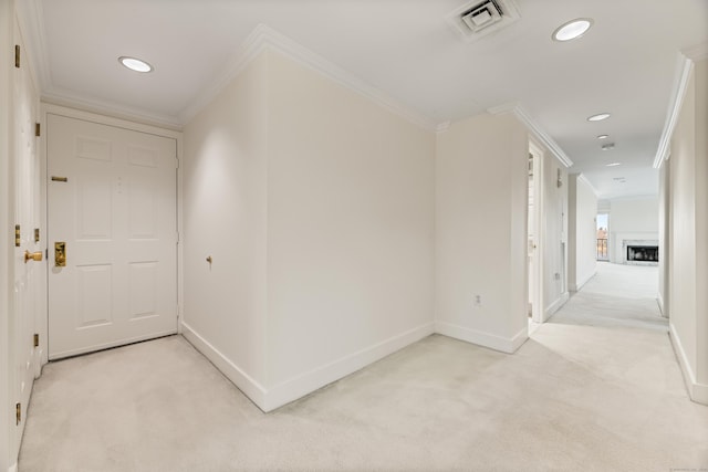 43 Harbor Dr Apt 312, Stamford, CT 06902 - corridor with light carpet, crown molding, baseboards, and recessed lighting