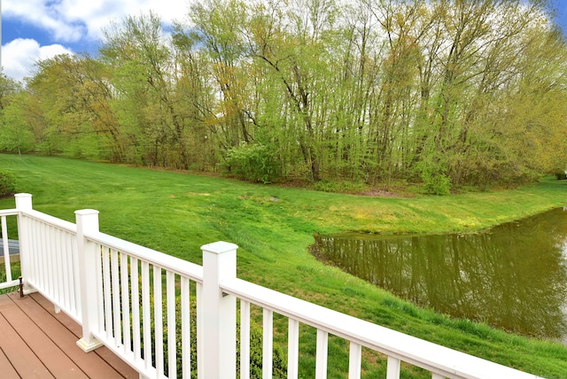 view of yard with a water view