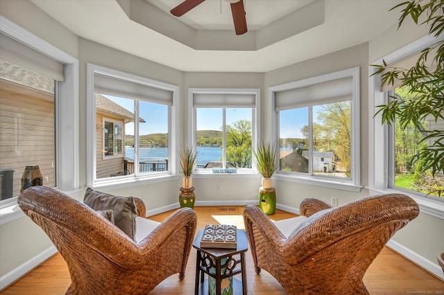 355 W Lake St, Winchester, CT 06098 - sunroom with visible vents, a tray ceiling, wood finished floors, and a wealth of natural light