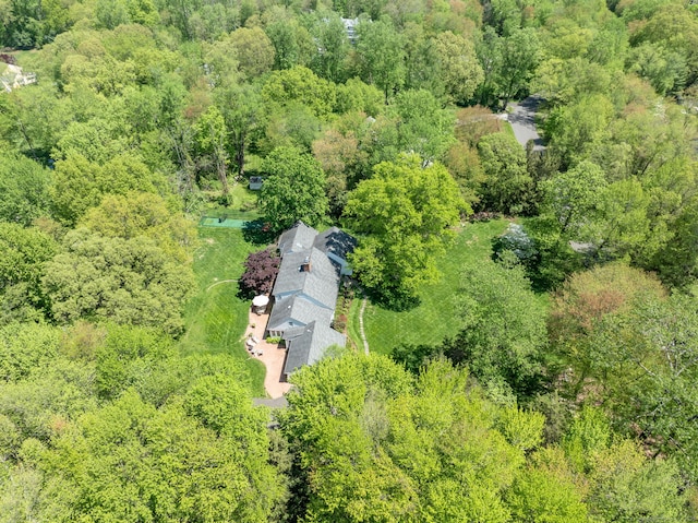 aerial view of a heavily wooded area