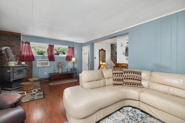 200 Mechanic St, Killingly, CT 06239 - living area featuring wood finished floors, a wood stove, and stairs