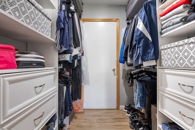 spacious closet with light wood-style flooring