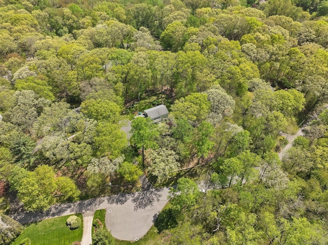 aerial view of a heavily wooded area