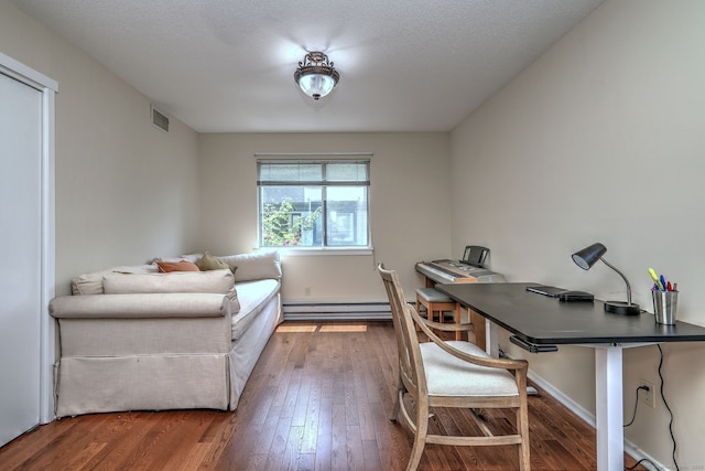 951 Heritage Vlg Unit B, Southbury, CT 06488 - office area featuring hardwood / wood-style flooring and a baseboard radiator