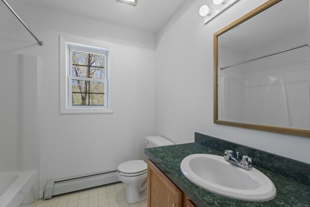 4 Davis Farm Rd, Clinton, CT 06413 - bathroom featuring a baseboard heating unit, toilet, and vanity