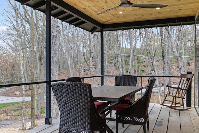 32 Cream Pot Rd, Clinton, CT 06413 - deck with ceiling fan and outdoor dining area