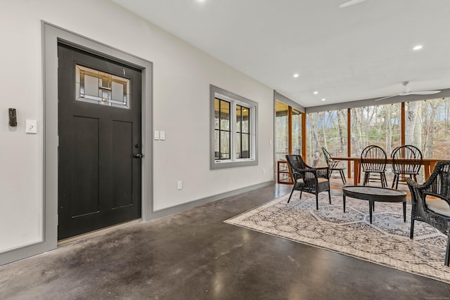 32 Cream Pot Rd, Clinton, CT 06413 - entryway with recessed lighting, baseboards, and finished concrete floors