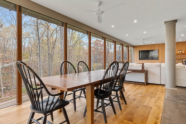 32 Cream Pot Rd, Clinton, CT 06413 - dining area with a ceiling fan, recessed lighting, and light wood-style flooring