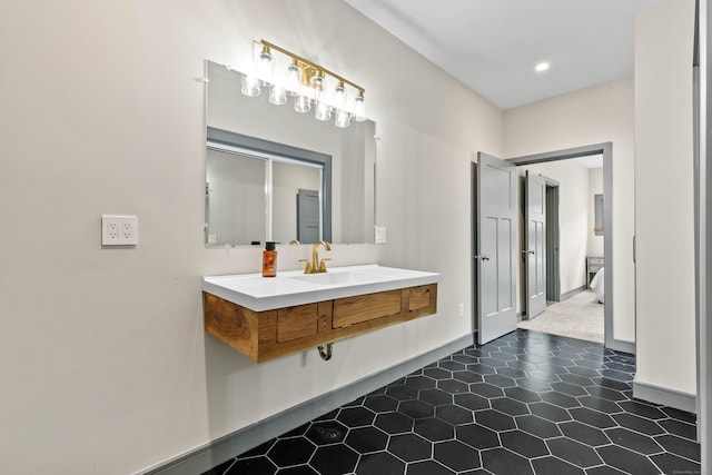 32 Cream Pot Rd, Clinton, CT 06413 - bathroom featuring recessed lighting, baseboards, and vanity