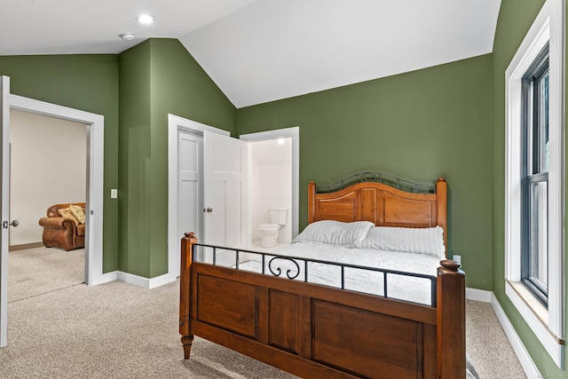 32 Cream Pot Rd, Clinton, CT 06413 - bedroom with baseboards, vaulted ceiling, and carpet