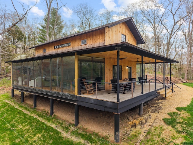 32 Cream Pot Rd, Clinton, CT 06413 - rear view of house with a wooden deck