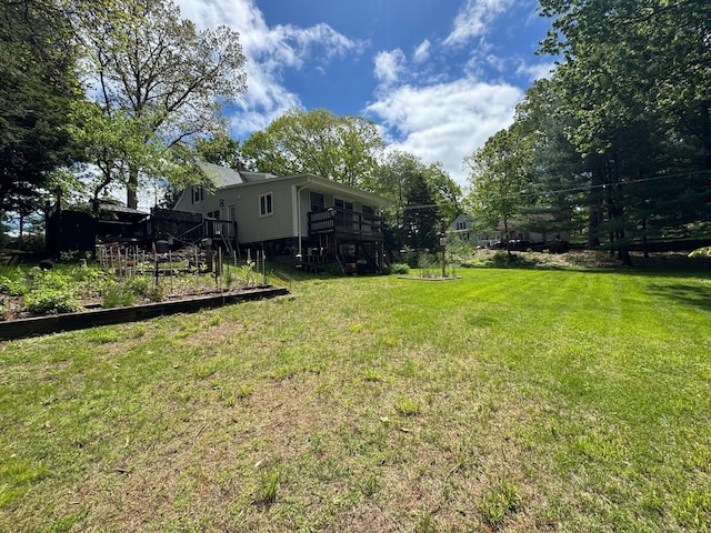 17 Green Rd, Vernon, CT 06066 - view of grassy yard featuring a deck and stairs