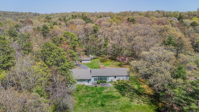 bird's eye view with a forest view