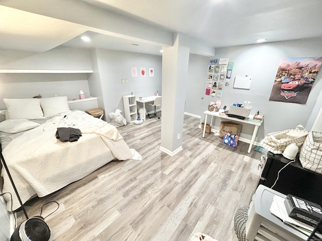 3409 Whitney Ave Apt 24, Hamden, CT 06518 - bedroom with light wood-style flooring, recessed lighting, and baseboards
