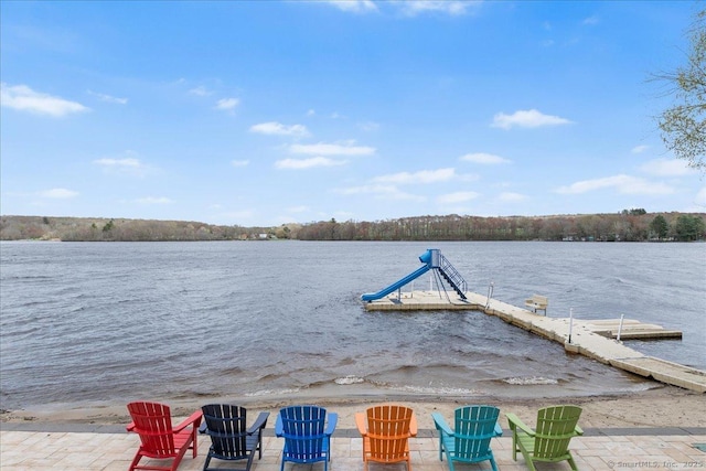 dock area featuring a water view