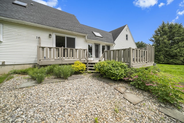 3 Eastwood Dr, Granby, CT 06060 - back of house with roof with shingles and a wooden deck