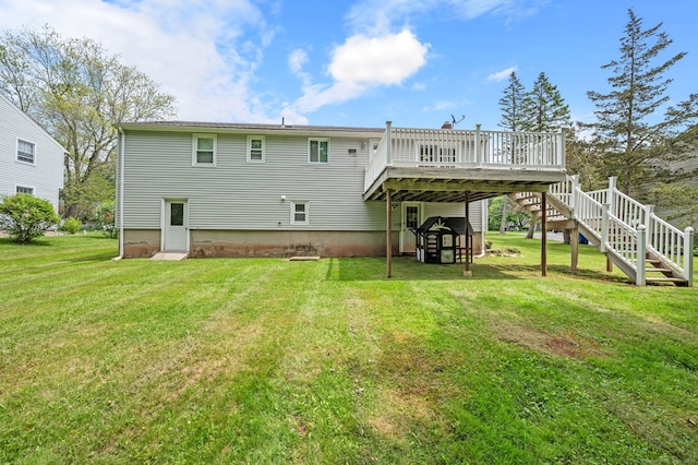 283 Hillcrest Ave, Newington, CT 06111 - rear view of house with stairway, a deck, and a yard