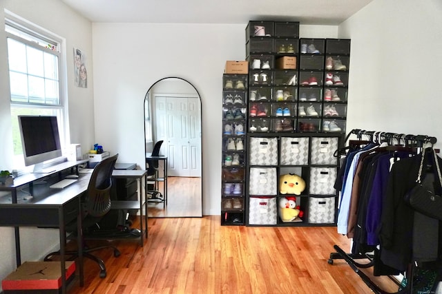 home office featuring wood finished floors