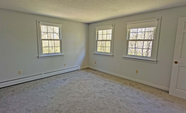32 Great Hill Pond Rd, Portland, CT 06480 - spare room with a textured ceiling, carpet, and a baseboard heating unit