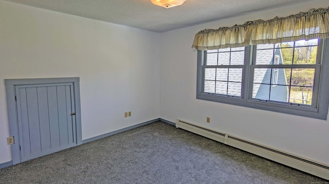 32 Great Hill Pond Rd, Portland, CT 06480 - carpeted spare room featuring a textured ceiling and a baseboard heating unit